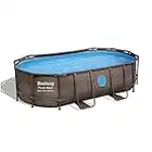 Bestway 56939 | Power Steel Swim Vista - Piscina Fuori Terra Base, Struttura e Liner, Ovale, 4.27m x2.50m x1.00m , Effetto Rattan