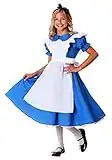 Alice in Wonderland Kids Deluxe Alice Dress Girls, Pretty Blue & White Alice Dress Halloween Costume Medium (8-10)