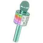 Ankuka Karaoke Wireless Microphone, 4 in 1 Handheld KTV Microphones Gift for Kids Adults, Karaoke Machine with Dancing LED Lights, Magic Singing Bluetooth Mic for Android & iOS Devices, Green