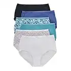 Hanes Women's Plus Size Panties Pack, Classic Cotton Brief Underwear, Moisture-Wicking (Colors May Vary), Solid/Print Mix, 6-Pack, 10