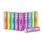 EBL AAA Rechargeable Batteries 1100mAh 10 Pack Triple A Ni-MH 1500 Cycle Long-Lasting Batteries (5 Colors in a Box)