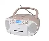 Reflexion RCR2260 - Reproductor de CD con Cassette y Radio para alimentación y batería (Radio FM PLL, Pantalla LCD, Entrada Auxiliar, Conector para Auriculares), Color Blanco y Rosa