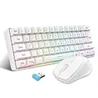 Snpurdiri 2.4G Wireless Gaming Keyboard and Mouse Combo, Include Small 60% Merchanical Feel Keyboard, Ergonomic Design Mini Wireless Mouse(White)