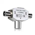 kwmobile Répartiteur d'antennes en T - Distributeur antenne 2 Voies - 2X Prise coaxial pour DVB-T/BK - 0-1000 MHz - Coupleur Alimentation TV