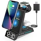 Wireless Charging Station - 4 in 1 Wireless Charger with Alarm Clock, Charging Stand Dock for iPhone 14/13/12/11/Pro/Max/XR/XS/X/8 Plus/Samsung Phone, for AirPods Pro/3/2, Apple Watch 7/6/5/SE/4/3/2