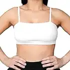 Aoxjox Women's Workout Bandeau Sports Bras Training Fitness Running Yoga Crop Tank Top (White, Medium)