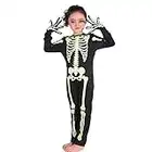 leegleri Skeleton Costume Glow-in-The-Dark for kids Halloween Party Dress for Girls,Boys(4-6ys)
