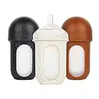 Boon NURSH Reusable Silicone Baby Bottles with Collapsible Silicone Pouch Design — Everyday Baby Essentials — 3 Count — Stage 2 Medium Flow — 8 Oz — Speckle