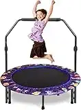 Ø91cm Kinder Trampolin Mini Fitness Trampolin Faltbarer Bungee Übungsrebounder mit verstellbarem Handlauf und gepolsterter Sicherheitshülle Indoor/Outdoor