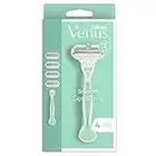 Gillette Venus Smooth Sensitive Rasierer Damen, Damenrasierer + 4 Rasierklingen mit 3-fach Klinge, mit Aloe Vera, Geschenk für Frauen