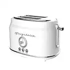 Frigidaire ETO102-WHITE, 2 Slice Toaster, Retro Style, Wide Slot for Bread, English Muffins, Croissants, and Bagels, 5 Adjustable Toast Settings, Cancel and Defrost, 900w, White