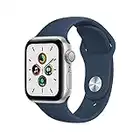 Apple Watch SE (1st generation) (GPS + Cellular, 40mm) Smart watch - Silver Aluminium Case with Abyss Blue Sport Band - Regular. Fitness & Activity Tracker, Heart Rate Monitor, Water Resistant