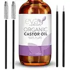 Eva Naturals Organic Castor Oil (60ml) - Promotes Hair, Eyebrow and Eyelash Growth - Diminishes Wrinkles and Signs of Aging - Hydrates and Nourishes Skin - 100% Pure - Cold Pressed, Premium Quality