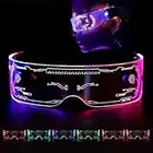 Ulikey Leuchtende Brille, LED Brille, Cyberpunk Brille, Futuristische Elektronische Brille, Party Leuchtbrille, Ideal für Konzert, Bar, DJ, Nachtleben, Versammlungen, Verkleidung, 7 Farben (Stil 1)