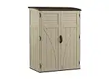 Suncast 54 Cubic Ft. Vertical Resin Outdoor Storage Shed, Sand, 52” x 32.5” x 71.5"