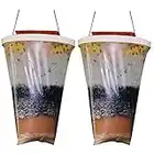 GROLF 2 Pack Fly Trap Outdoor Hanging Fly Catcher,Disposable Ranch Fly Trap Catcher Bag with Fly Bait,Fly Killer Repellent for Outdoor Garden, Farm, Horse Barn