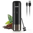 Portable Electric Burr Coffee Grinder: CONQUECO Small Coffee Bean Grinding Machine - Rechargeable Stainless Conical Burr Grinders with Multiple Grind Settings, 20g (with Brush)