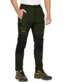 DAFENP Pantalones Trekking Hombre Impermeables Pantalones de Trabajo Termicos Montaña Senderismo Esqui Snowboard Invierno Polar Forrado Aire Libre KZ1662M-ArmyGreen1-S