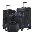 Coolife Luggage 4 Piece Set Suitcase Spinner Softshell lightweight