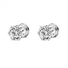 Magnet 6 Prong Set Cubic Zirconia Clip on Fake Stud Earrings for Women Men Girls Cartilage Non Pierced Ear Senstive Ear CZ Crystal Huggie Studs Hypoallergenic Jewelry Gifts Duaghter Bff Birthday (6mm)