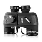 Aomekie Waterproof Binoculars 10X50 for Adults Marine Binoculars with Illuminated Rangefinder Compass Case and Strap BAK4 Porro Prism Binoculars