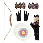 UTeCiA 30 Pcs Complete Archery Set for Kids & Beginners - Safety Rubber Tip Arrow Pack, Handcrafted Wooden Bow, Fabric Quiver, Arm Guard, Finger Glove, Target Sheets - Outdoor and Indoor Shooting Toy