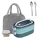 LUNALING Porta Pranzo da Lavoro a 2 Strati Senza perdite, bento Box da 1600 ml/56oz, Adatto per Studio e Lavoro. Scatola bento (con Borsa Isolante), Riscaldamento a microonde.