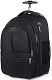 MATEIN Rolling Travel Backpack, Durable 17 inch Laptop Backpack with Wheels for Women Men, 40L Large Wheeled Backpack Carry on Luggage Water Resistant Roller Computer Bag for Nurse Teacher Work, Black