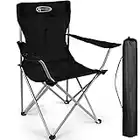 ACTIVE FOREVER Folding Camping Chairs, Outdoor Portable Garden Folding Camp Chair with Cup Holder - Lightweight 2.2kg, Comfortable Beach Chair for Camping, Fishing, Parties, Barbecue - Black