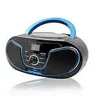 LP-D02 Radio FM Portatile Boombox, Lettore CD MP3 con Ingresso USB, Bluetooth, Stereo Radio FM, Ingresso AUX e Jack per Cuffie