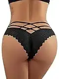 Milumia Women Sexy Floral Lace Underwear Criss Cross Seamless Bikini Panty Brief Black Small
