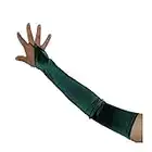 SACAS Long Fingerless Satin Gloves in Forest Green One Size