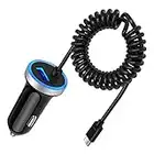 Fast Car Charger Type C Car Plug Android Phone USB C Car Charger Cigarette Lighter Adapter Fast Charging C Coiled Cable for A13 5G/S22 Ultra/S21/S20/S10/S9/A10e/A03s/A11/A12/A21/A32/A51/A52/A53 5G