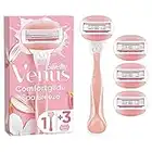 Gillette Venus Comfortglide Spa Breeze Rasierer Damen, Damenrasierer + 4 Rasierklingen mit 3-fach Klinge, Frauen Geschenk