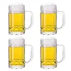 TUSAPAM 4 Pack Heavy Large Beer Glasses with Handle - 14 Ounce Glass Steins, Classic Beer Mug glasses Set