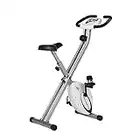 Ultrasport F-Bike, Bicicletta Trainer, Fitness Bicicletta LCD Computer allenamento, Cyclette pieghevole, Max. Peso 110 kg, misurazione pulsazio, 8 livelli resistenza, ruota rifinitura, Bianco/Argento