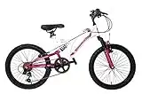 Professional Blush Girls Kids Mountain Bike 20" Wheel Dual Suspension 6 Speed Pink White Age 7+