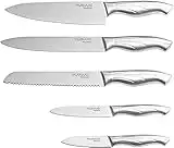 nuovva Sharp Kitchen Knife Set - Professional Kitchen Knives - 5 Pieces Stainless Steel Blades with Gift Box - Includes Chefs, Bread, Carving, Utility and Paring Knife