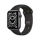 Apple Watch Series 6 (GPS, 44MM) Aluminiumgehäuse Space Grau Schwarz Sportarmband (Generalüberholt)