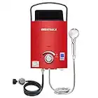 Tankless Gas Water Heater, GREATBEAR 1.42GPM Portable Gas Water Heater Outdoors, Propane Water Heater Instant, Multiple Protections, Easy to Install, Use for Cabin RV Camping Barn Boat, MT55 Red