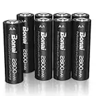 Pilas Recargables AA, BONAI Alta Capacidad 2800mAh 1.2V 1200 Ciclos de Pilas AA Recargable NI-MH, Precargadas para los Equipos Domésticos (8 Piezas)