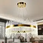 AOOCHOK Modern Crystal Chandelier Gold Ceiling Lights, LED Pendant Light Round, Crystal Hanging Lamp for Living Room, Dining Room, Bedroom, Restaurant, ∅60 cm