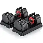 Adjustable Dumbbell 55LB 5 In 1 Single Dumbbell for Men and Women Multiweight Options Dumbbell with Anti-Slip Nylon Handle Fast Adjust Weight for Home Gym Full Body Workout Fitness
