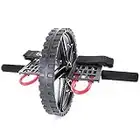 66fit Power Wheel - Allenamento del rullo addominale e del nucleo, nero