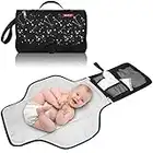 BARST Portable Diaper Changing Pad, Waterproof Foldable Baby Changing Mat with Wipes Pocket Travel Diaper Change Mat Gift for Baby Shower Newborn Unisex Black