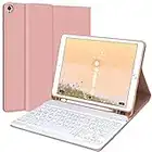 Custodia Tastiera per iPad 10.2 9a Gen 2021/8a Gen 2020/7a Generazione 2019/iPad Air 3/iPad 10.5 2017, Cover Protettiva con Supporto per Apple Pencil, Tastiera Italiana Rimovibile per ipad, Rosa