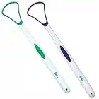 Tongue Scraper Cleaner ~ Soft & Gentle Silicone Head (Set of 2) (Purple & Green)