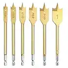wesleydrill Spade Drill Bit Set Paddle Flat Bits 6 Pcs 3/8"-1" Flat Wood Hole Cutter Fit for Most Types of Wood as Well as Fiberglass