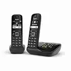 Gigaset AS690A Duo Telefono Cordless, 2 Portatili + Segreteria, Vivavoce Alta Qualità, Tastiera Illuminata ed Ampio Display, Lista Chiamate Fatte, Ricevute e Perse [Versione Italiana]