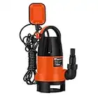 Sump Pump, Prostormer 1HP 3700GPH Submersible Clean/Dirty Water Pump with Automatic Float Switch for Pool, Pond,Garden, Flooded Cellar, Aquarium and Irrigation (Orange)